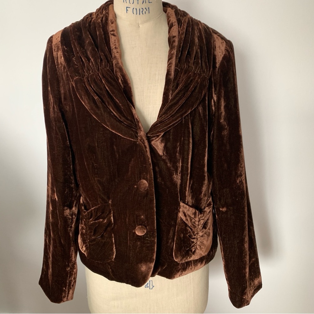 Vintage Brown Velvet Cropped Jacket